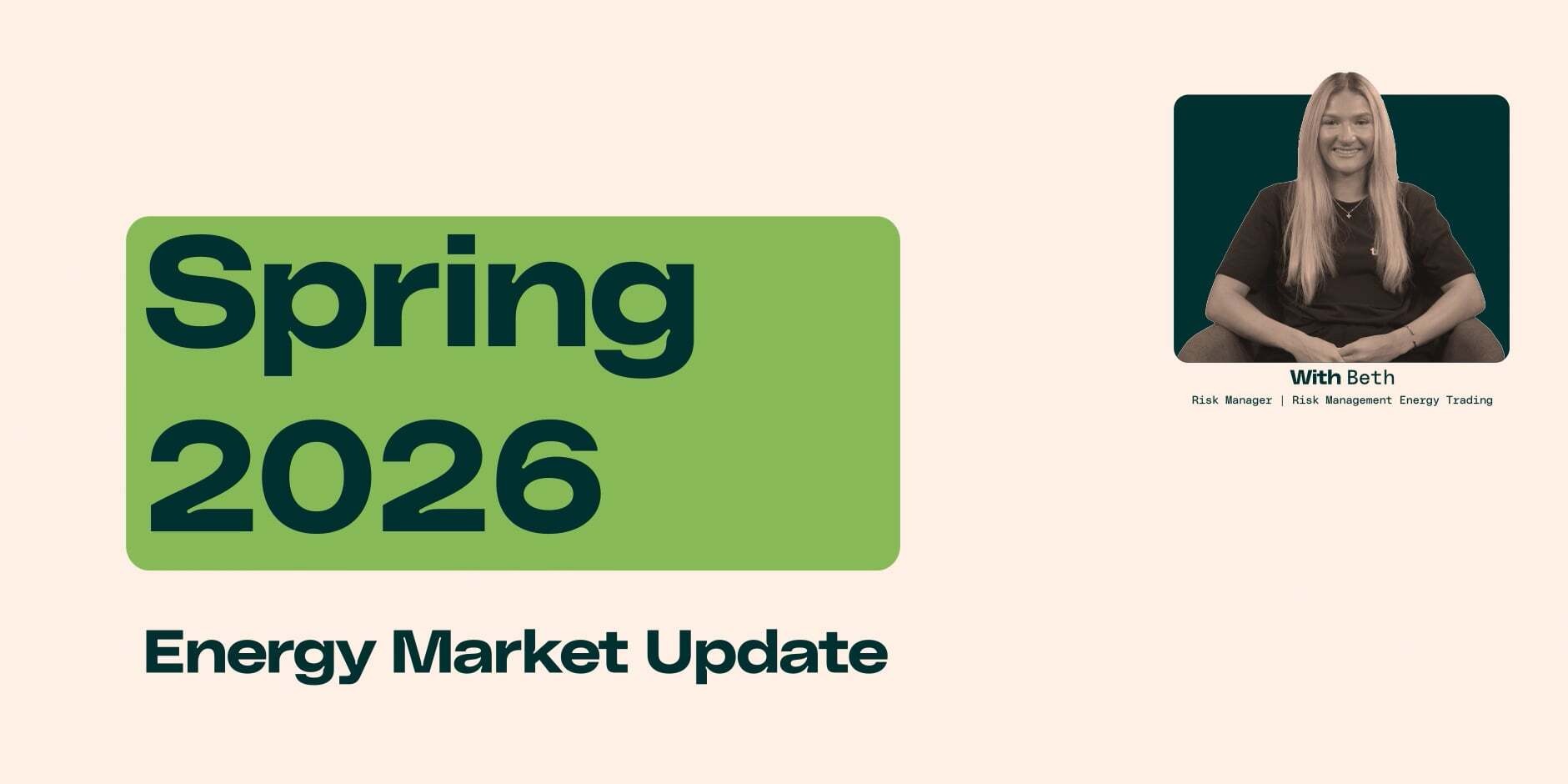 Thumbnail for energy market update video, title and picture of Beth included